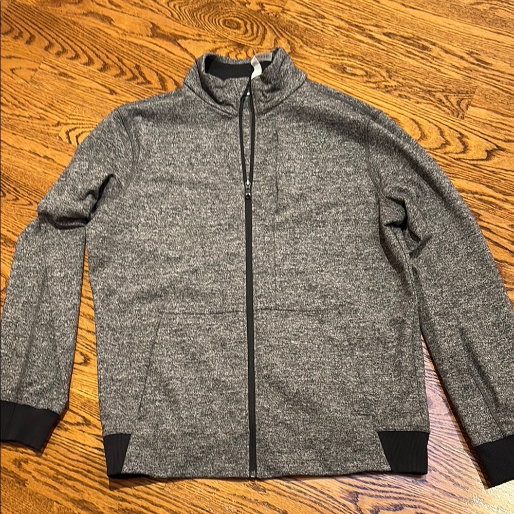 Lululemon Pre post Full Zip Up Jacket Black Gray XL Zip Pockets Gym Running